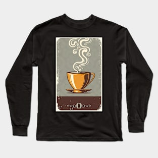 Vintage Style Coffee Cup Long Sleeve T-Shirt